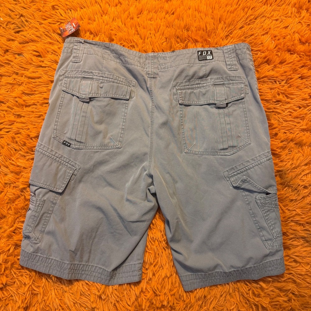Fox Racing Mens Grey Cargo Shorts Embroidered Logo Size 38 Utility Motocross
